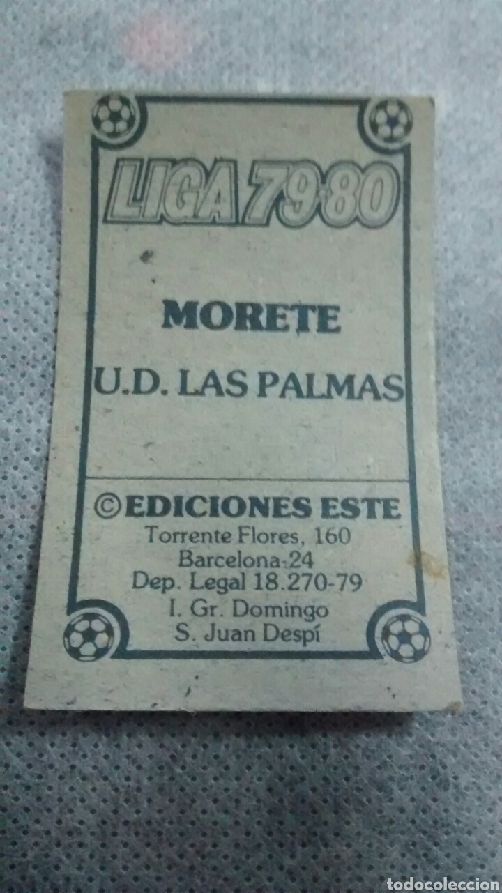 Cromos de f&uacute;tbol: MORETE EDICIONES ESTE 79 80 U.D. LAS PALMAS - Foto 2