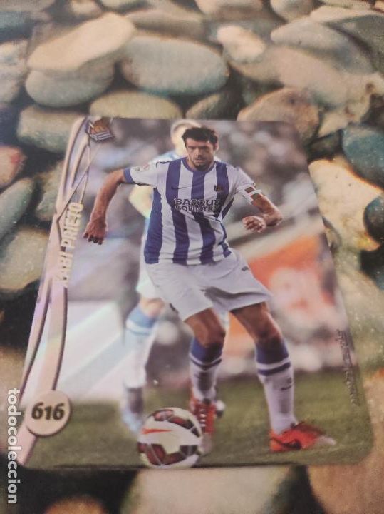 Cromos de F&uacute;tbol: 616 XABI PRIETO METALCARDS TOP RAYAS OBLICUAS REAL SOCIEDAD MUNDICROMO FICHAS QUIZ LIGA 2014 2015 14