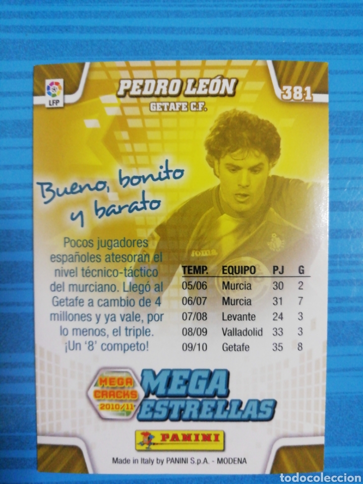 Cromos de f&uacute;tbol: Pedro Le&oacute;n. Getafe. Megacracks 2010/11 - Foto 2