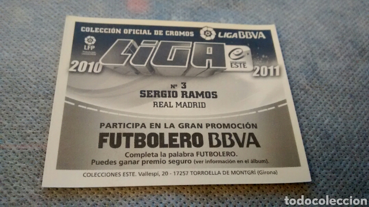 Cromos de f&uacute;tbol: 2010 11 2011 ESTE SERGIO RAMOS (A1) - Foto 2