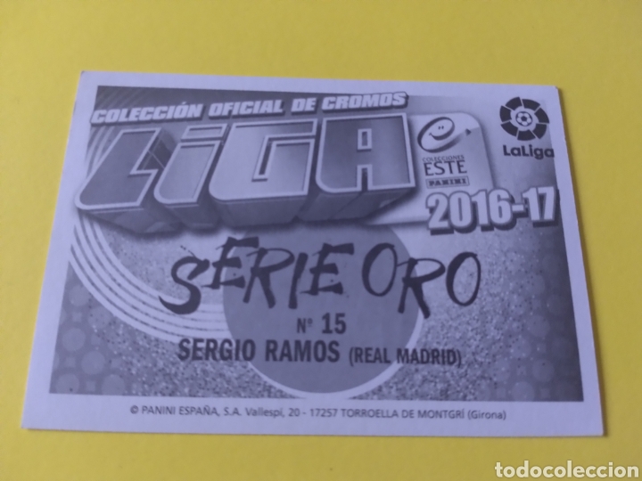 Cromos de f&uacute;tbol: Sergio Ramos serigrafiada Este 2016-17 - Foto 3