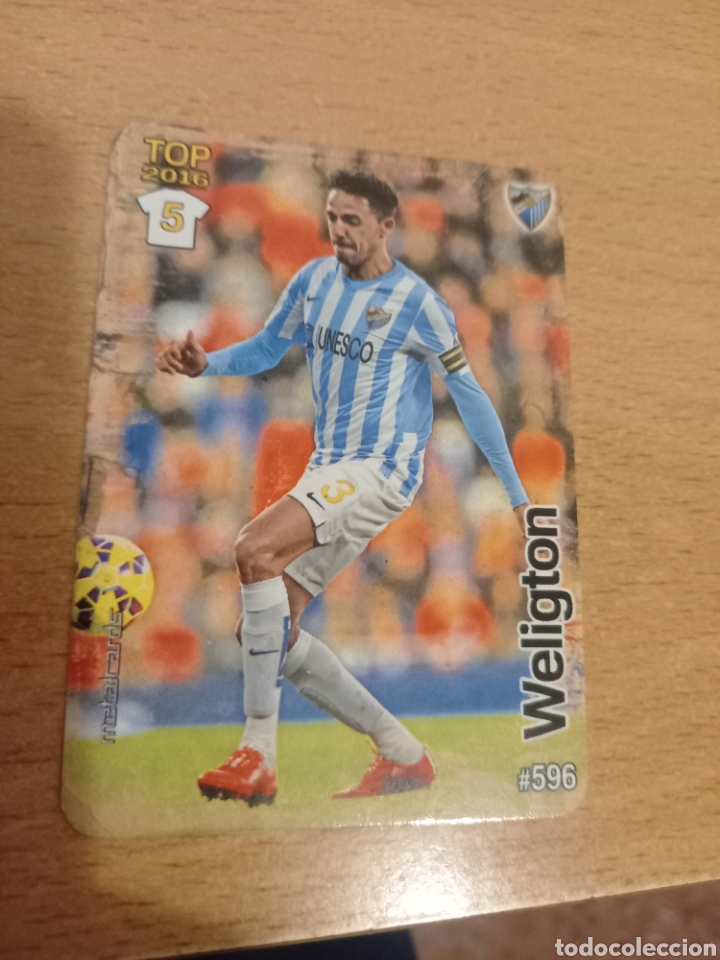 Figurine di Calcio: Mundicromo las fichas de la liga 2016 596 Weligton M&aacute;laga top mate