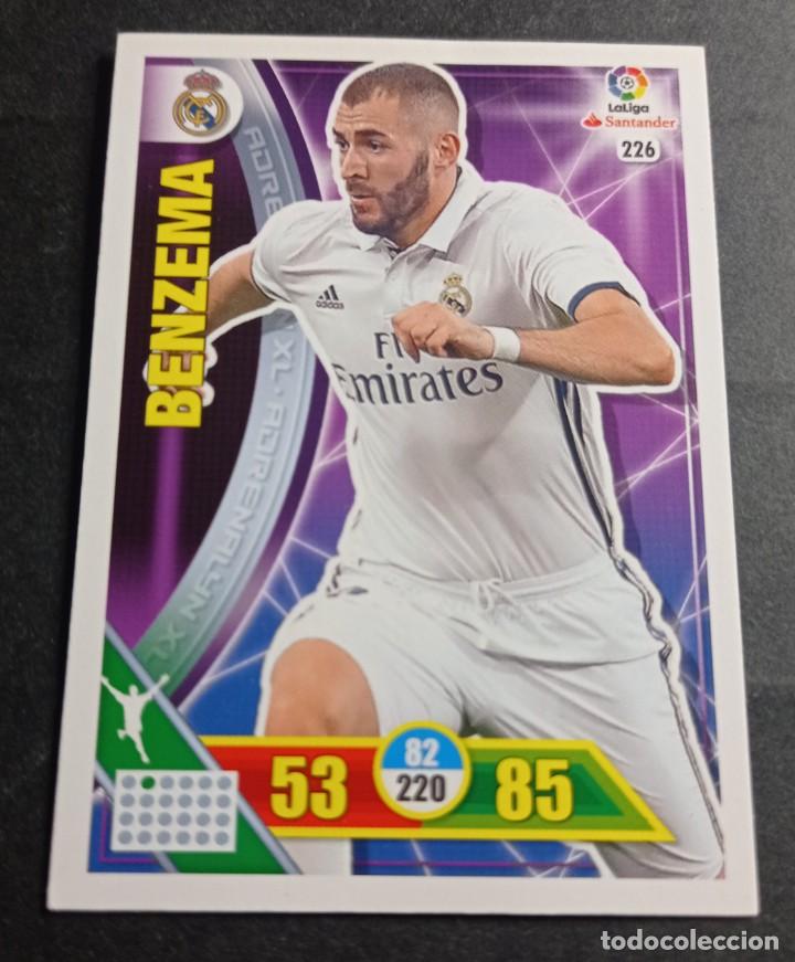 Cromos de F&uacute;tbol: 226 BENZEM&Aacute; DEL REAL MADRID 2016 2017 ADRENALYN 16 17 PANINI.NUEVO