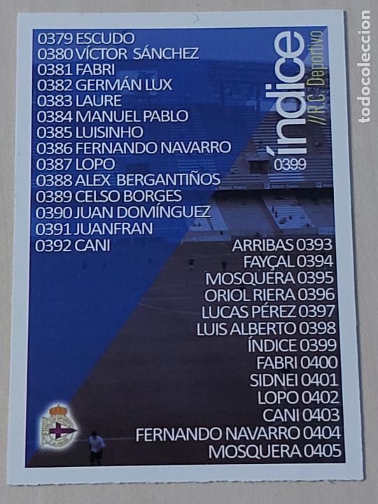 Fu&szlig;ball-Sticker: N&ordm; 399 INDICE - MUNDICROMO QUIZ GAME FICHAS LIGA 2016 - DEPORTIVO DE LA CORU&Ntilde;A