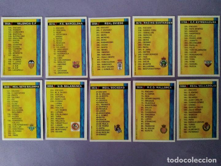 Cromos de F&uacute;tbol: LOTE 10 CROMOS LIGA FUTBOL 98 99 EQUIPOS PLANTILLAS 20 FICHAS JUGADORES CLUB MUNDI CROMO