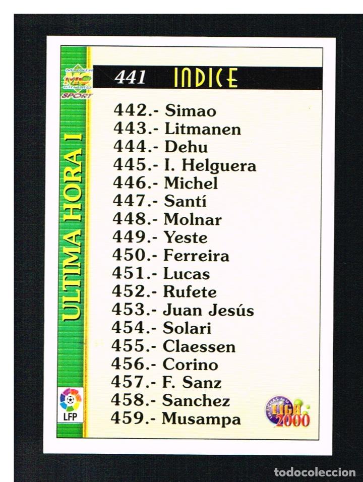 Figurine di Calcio: FICHAS DE LA LIGA (1999 2000) - CROMO N&ordm; 441 - ULTIMA HORA I - MUNDICROMO 99 00