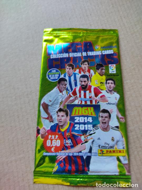 Cromos de F&uacute;tbol: SOBRE CROMOS VAC&Iacute;O LIGA 2014-2015 MEGACRACKS PANINI MGK 14-15 MESSI BACCA BALE PAREJO GIOVANI ARDA