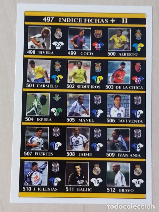 Fu&szlig;ball-Sticker: N&ordm; 497 INDICE FICHA + II - LAS FICHAS DE LA LIGA 2002 - MUNDICROMO