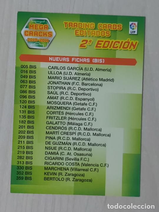 Cromos de F&uacute;tbol: CROMO INDICE 2&ordf; EDICION - MEGACRACKS 2010 11 - NUEVAS FICHAS BIS Y NUEVOS FICHAJES