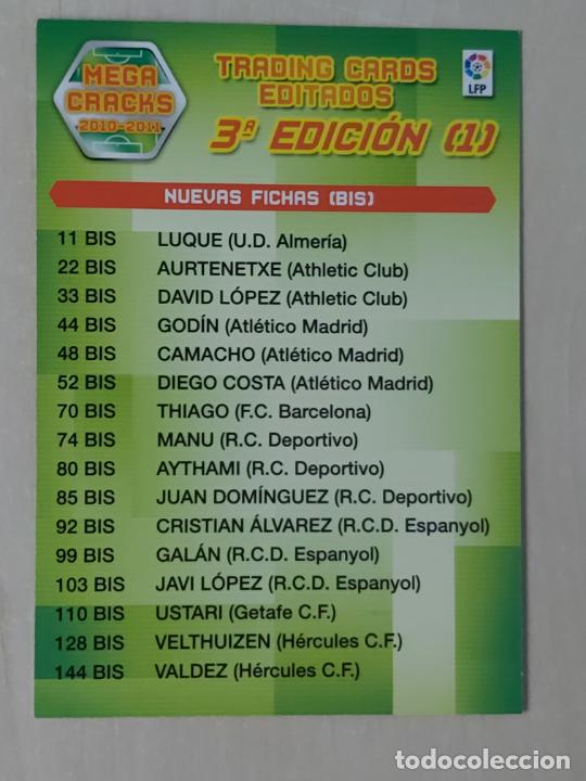 Cromos de Futebol: CROMO INDICE 3&ordf; EDICION (1 ) - MEGACRACKS 2010 11 - NUEVAS FICHAS BIS