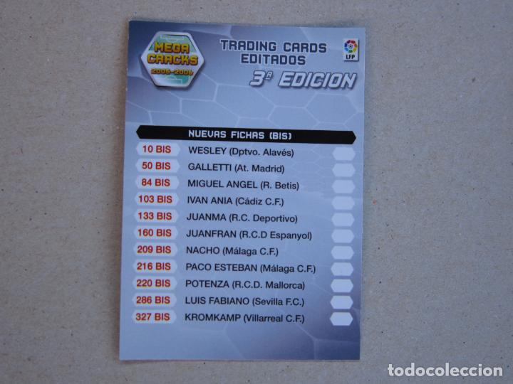 Cromos de F&uacute;tbol: PANINI MEGAFICHAS 2005 2006 INDICE 3&ordf; EDICION MEGACRACKS 05 06