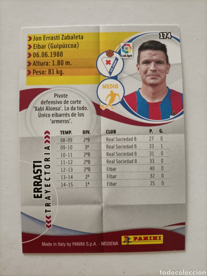 Cromos de f&uacute;tbol: Errasti. Eibar. Megacracks 2015/16 - Foto 2