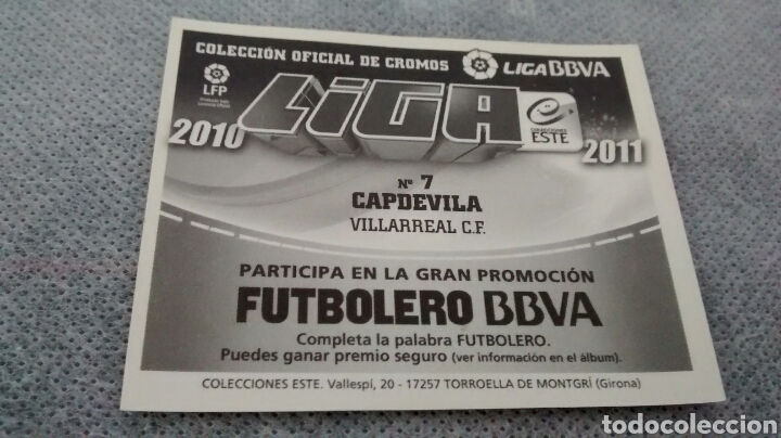Cromos de f&uacute;tbol: 2010 11 2011 ESTE CAPDEVILA N&ordm;7 (A2) - Foto 2