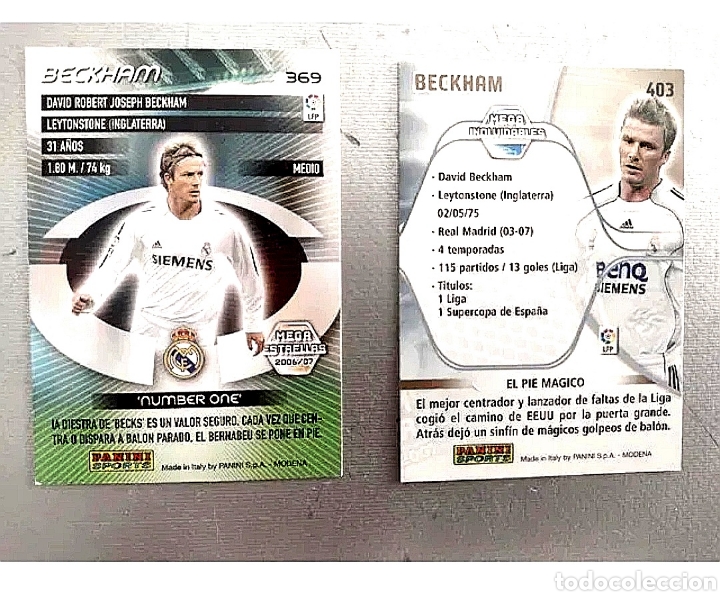Cromos de f&uacute;tbol: DAVID BECKHAM INOLVIDABLE MGK PANINI - Foto 2