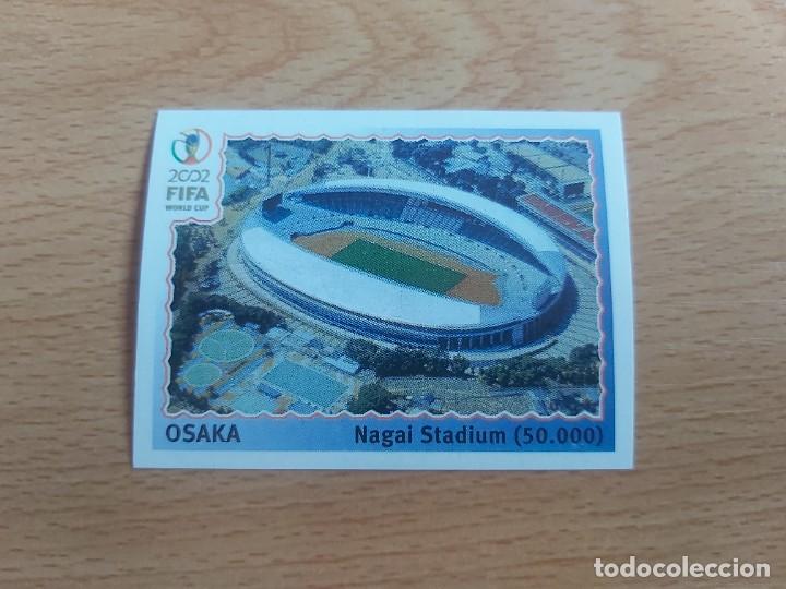 Football Stickers: CROMO FUTBOL MUNDIAL 2002 EDITORIAL PANINI 21.SEDE OSAKA-NUNCA PEGADO-TRASERA EN NEGRO