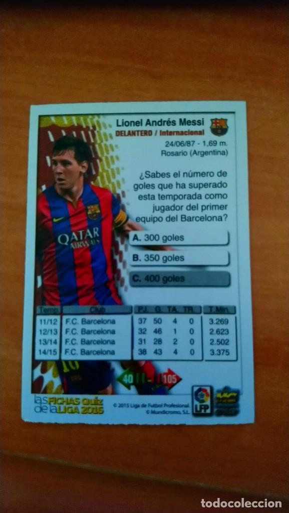 Cromos de f&uacute;tbol: messi edicion limitada 5/99, 2015 - Foto 3