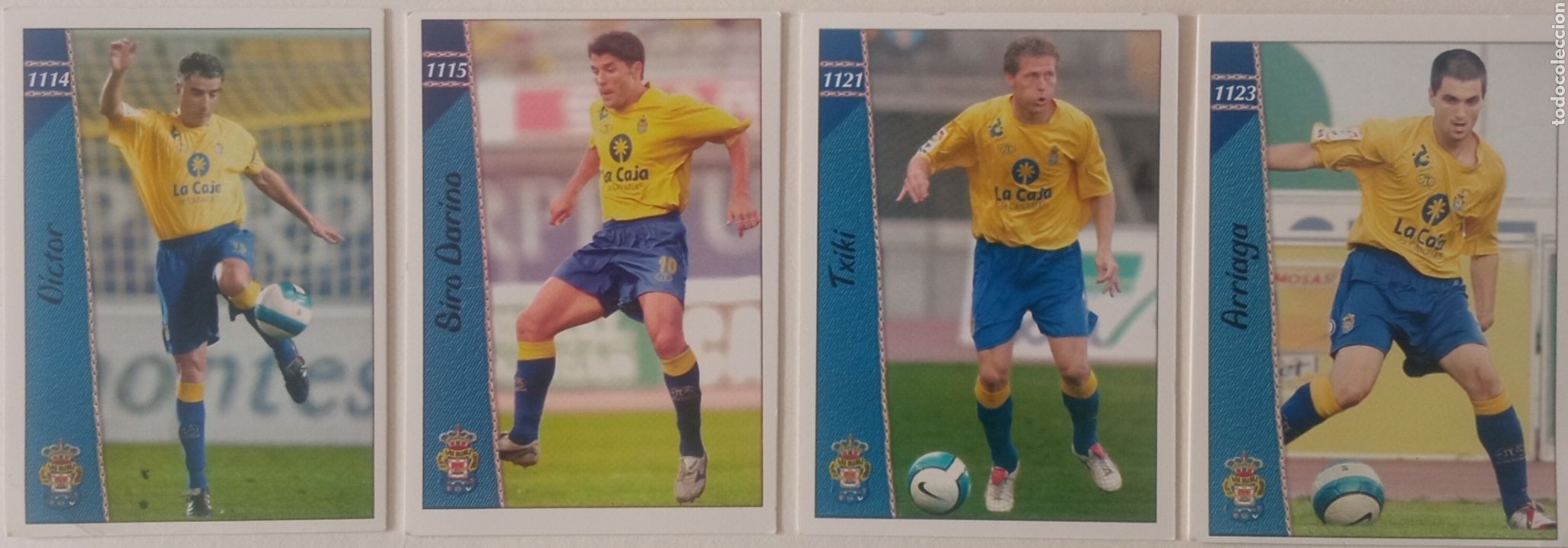 Figurine di Calcio: Espa&ntilde;a cromos f&uacute;tbol LAS PALMAS #1114, 1115, 1121, 1123 FICHAS LIGA 2007 MUNDICROMO