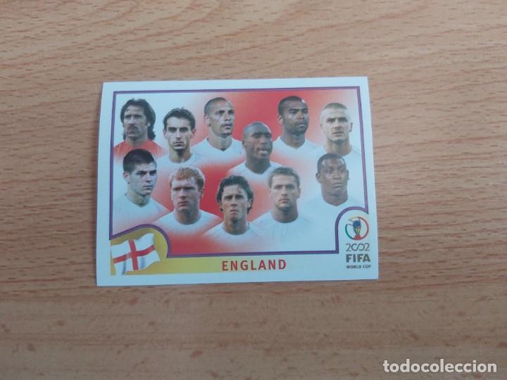Figurine di Calcio: CROMO FUTBOL MUNDIAL 2002 EDITORIAL PANINI 421.PLANTILLA-INGLATERRA-NUNCA PEGADO-TRASERA EN NEGRO
