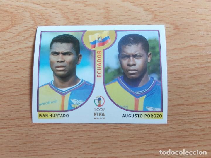 Figurine di Calcio: CROMO FUTBOL MUNDIAL 2002 EDITORIAL PANINI 513.HURTADO/POROZO-ECUADOR-NUNCA PEGADO-TRASERA EN NEGRO
