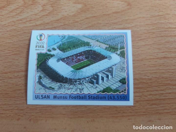 Figurine di Calcio: CROMO FUTBOL MUNDIAL 2002 EDITORIAL PANINI 14.SEDE ULSAN-NUNCA PEGADO-TRASERA EN AZUL
