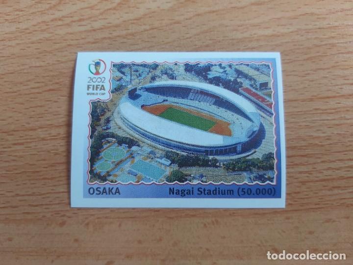 Figurine di Calcio: CROMO FUTBOL MUNDIAL 2002 EDITORIAL PANINI 21.SEDE OSAKA-NUNCA PEGADO-TRASERA EN AZUL