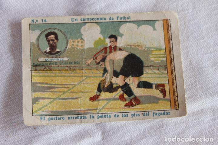 Cromos de f&uacute;tbol: CROMO N&ordm; 14 UN CAMPEONATO DE FUTBOL ECHEVESTE CHOCOLATES AMATLLER