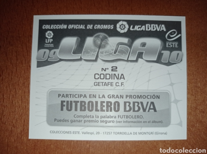 Cromos de f&uacute;tbol: Codina n&deg;2 liga este 09/10 Getafe - Foto 2