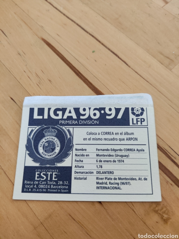 Cromos de f&uacute;tbol: Correa Racing de Santander este 1996 1997 96 97 ventanilla - Foto 2