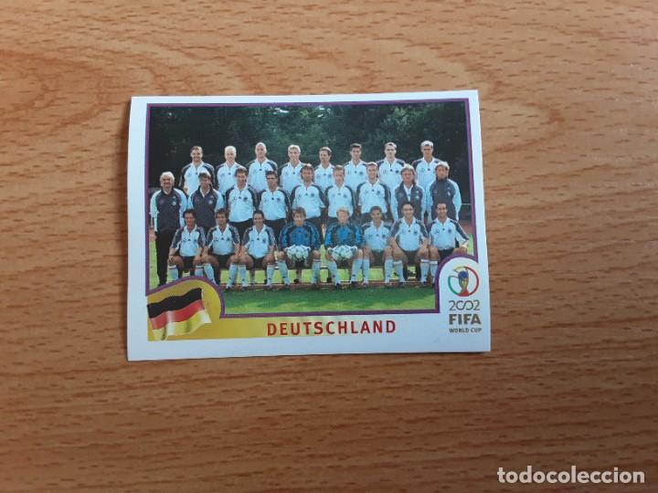 Football Stickers: CROMO FUTBOL MUNDIAL 2002 EDITORIAL PANINI 313.PLANTILLA-ALEMANIA-NUNCA PEGADO-TRASERA EN AZUL