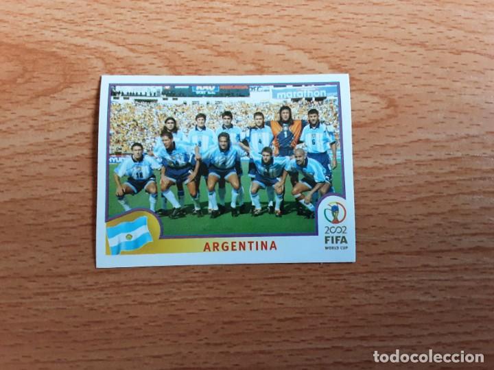 Cartes &agrave; collectionner de Football: CROMO FUTBOL MUNDIAL 2002 EDITORIAL PANINI 385.PLANTILLA-ARGENTINA-NUNCA PEGADO-TRASERA EN AZUL