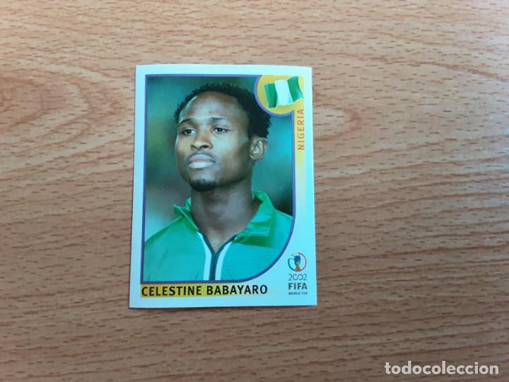 Figurine di Calcio: CROMO FUTBOL MUNDIAL 2002 EDITORIAL PANINI 411.BABAYARO-NIGERIA-NUNCA PEGADO-TRASERA EN AZUL