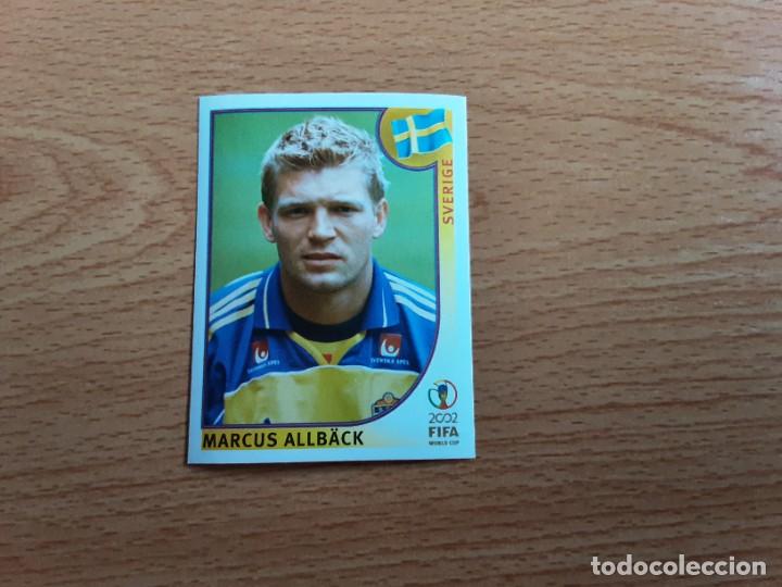 Figurine di Calcio: CROMO FUTBOL MUNDIAL 2002 EDITORIAL PANINI 455.ALLBACK-SUECIA-NUNCA PEGADO-TRASERA EN AZUL