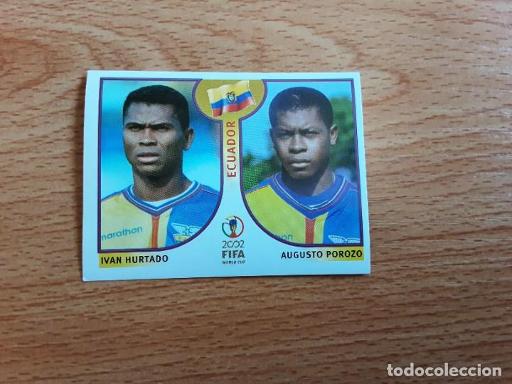 Figurine di Calcio: CROMO FUTBOL MUNDIAL 2002 EDITORIAL PANINI 513.HURTADO/POROZO-ECUADOR-NUNCA PEGADO-TRASERA EN AZUL