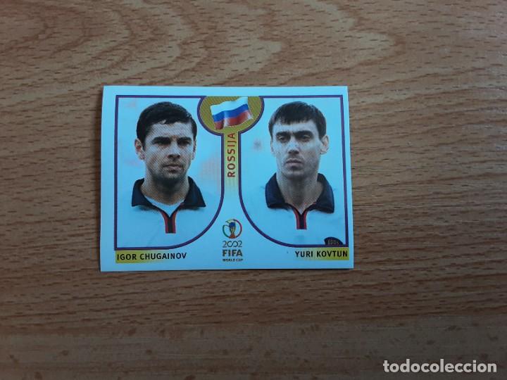 Football Stickers: CROMO FUTBOL MUNDIAL 2002 EDITORIAL PANINI 523.CHUGAINOV/KOVTUN-RUSIA-NUNCA PEGADO-TRASERA EN AZUL
