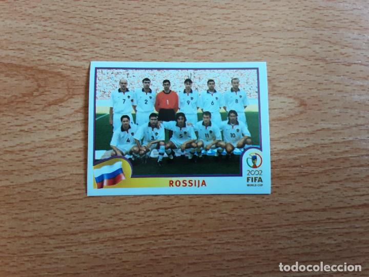 Figurine di Calcio: CROMO FUTBOL MUNDIAL 2002 EDITORIAL PANINI 524.PLANTILLA-RUSIA-NUNCA PEGADO-TRASERA EN AZUL