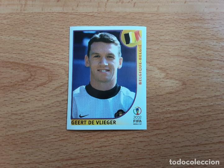 Football Stickers: CROMO FUTBOL MUNDIAL 2002 EDITORIAL PANINI 551.DE VLIEGER-BELGICA-NUNCA PEGADO-TRASERA EN AZUL
