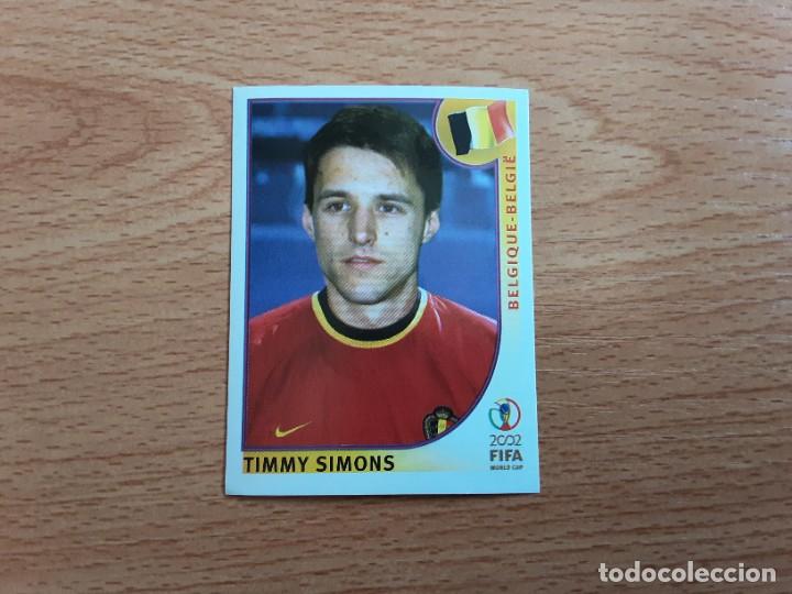 Football Stickers: CROMO FUTBOL MUNDIAL 2002 EDITORIAL PANINI 559.SIMONS-BELGICA-NUNCA PEGADO-TRASERA EN AZUL