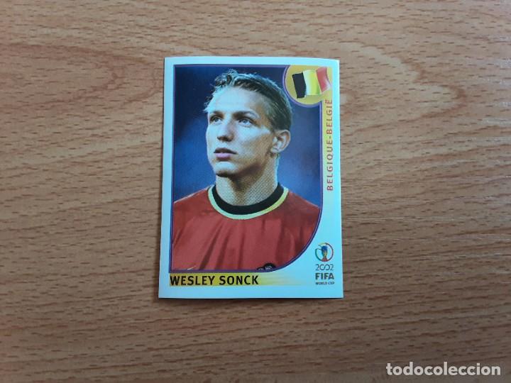 Football Stickers: CROMO FUTBOL MUNDIAL 2002 EDITORIAL PANINI 564.SONCK-BELGICA-NUNCA PEGADO-TRASERA EN AZUL