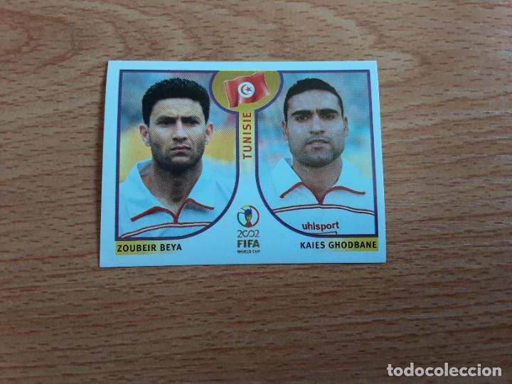 Football Stickers: CROMO FUTBOL MUNDIAL 2002 EDITORIAL PANINI 574.BEYA/GHODBANE-TUNEZ-NUNCA PEGADO-TRASERA EN AZUL