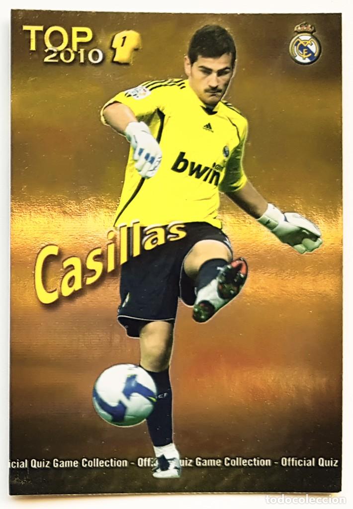 Cromos de Futebol: CASILLAS N&ordm; 542 TOP BRILLO LISO AMARILLO REAL MADRID LIGA 09-10 2009 2010 QUIZ GAME MUNDICROMO