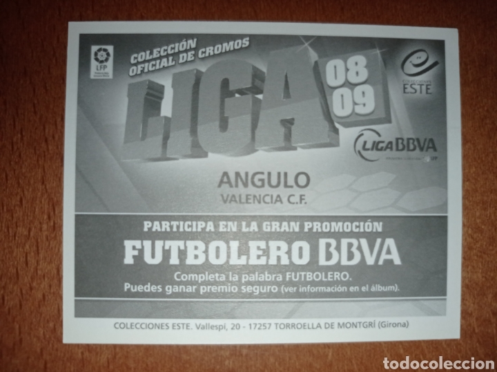 Cromos de f&uacute;tbol: Angulo liga este 08/09 Valencia - Foto 2