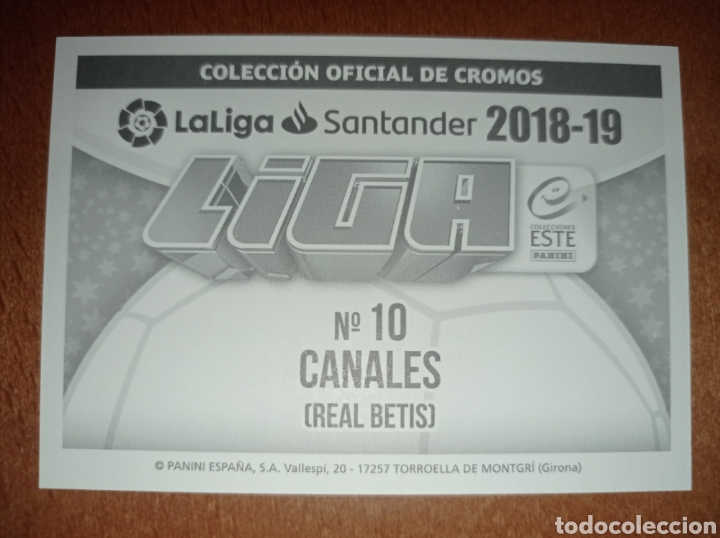 Cromos de F&uacute;tbol: Canales n&deg;10 liga este 18/19 Real Betis