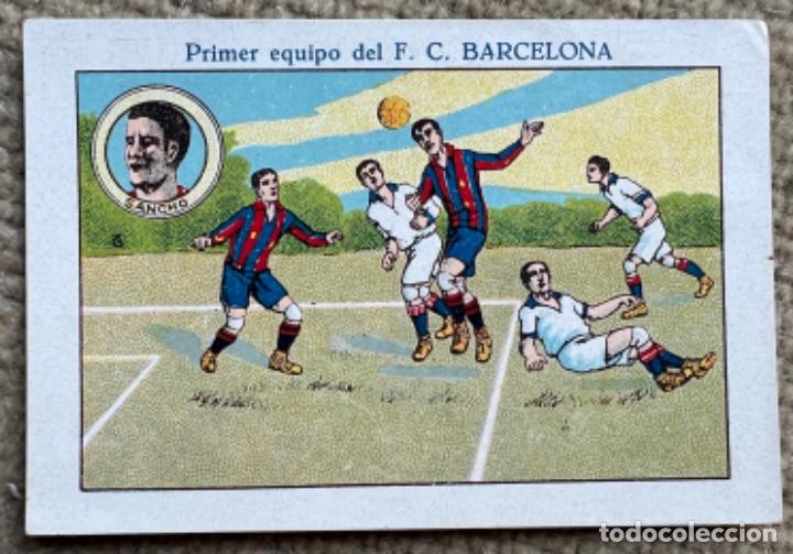 Cromos de F&uacute;tbol: Cromo de Sancho - Primer equipo del F&uacute;tbol Club Barcelona - Chocolates Evaristo Juncosa Pa&ntilde;ella