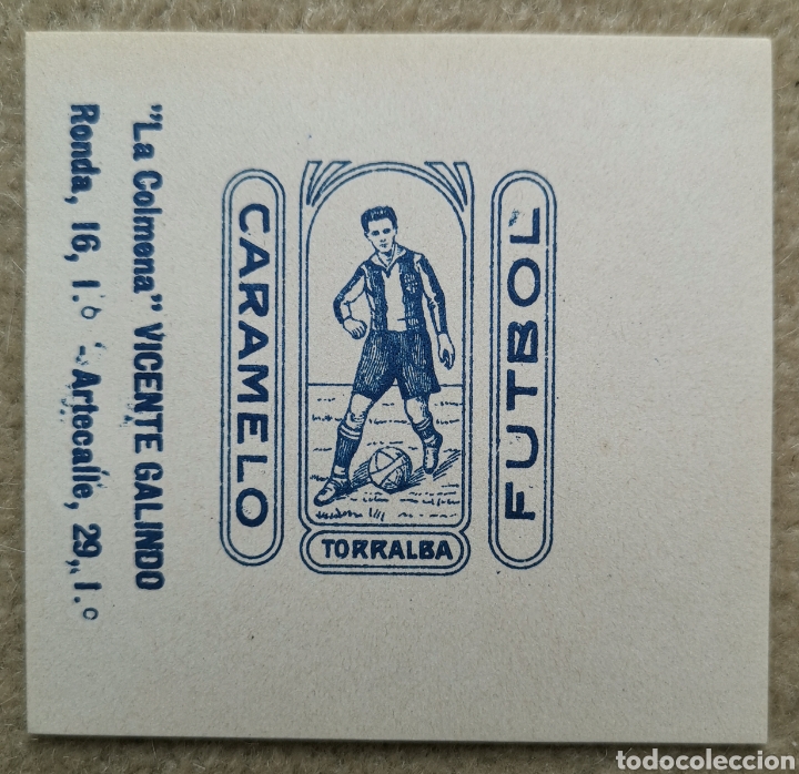 Figurine di Calcio: Cromo Torralba - Jugador F&uacute;tbol Club Barcelona -Caramelo La Colmena Vicente Galindo (Bilbao) 1921-22