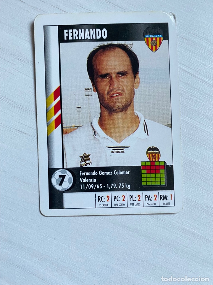 Cartes &agrave; collectionner de Football: FERNANDO VALENCIA CARTA CROMO NAIPE MARCA SUPERGOL SUPER GOL 1995 1996 95 96