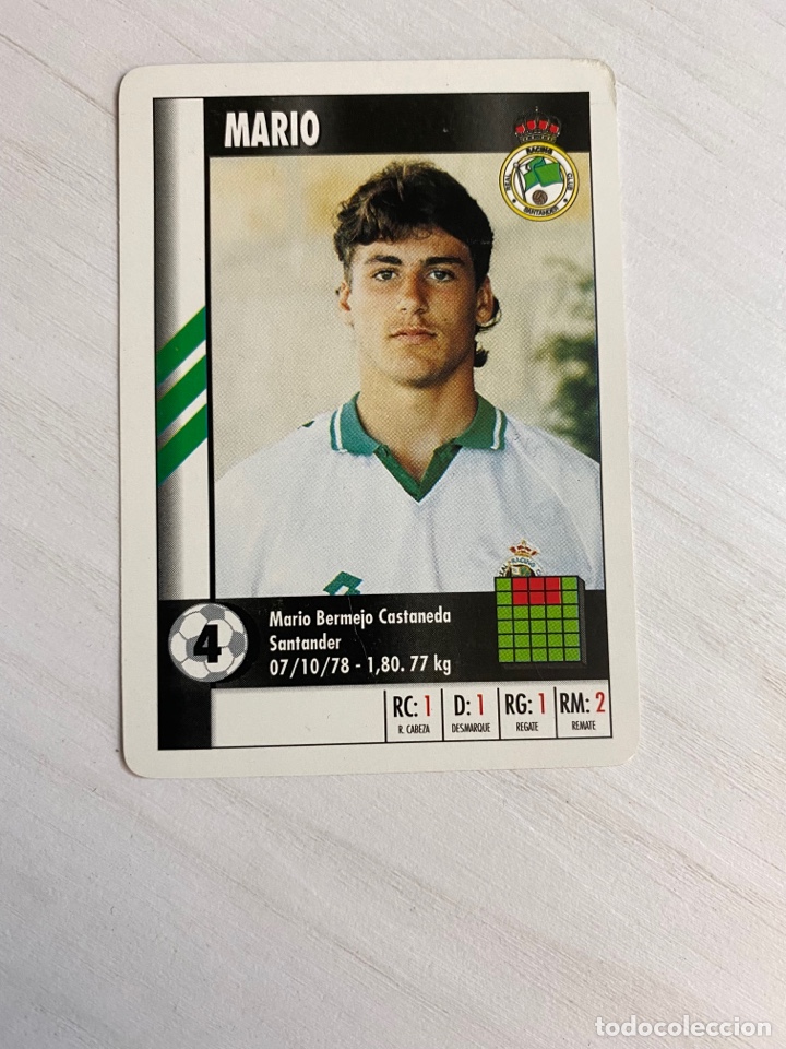 Cromos de f&uacute;tbol: Mario Racing Santander CARTA CROMO NAIPE MARCA SUPERGOL SUPER GOL 1995 1996 95 96