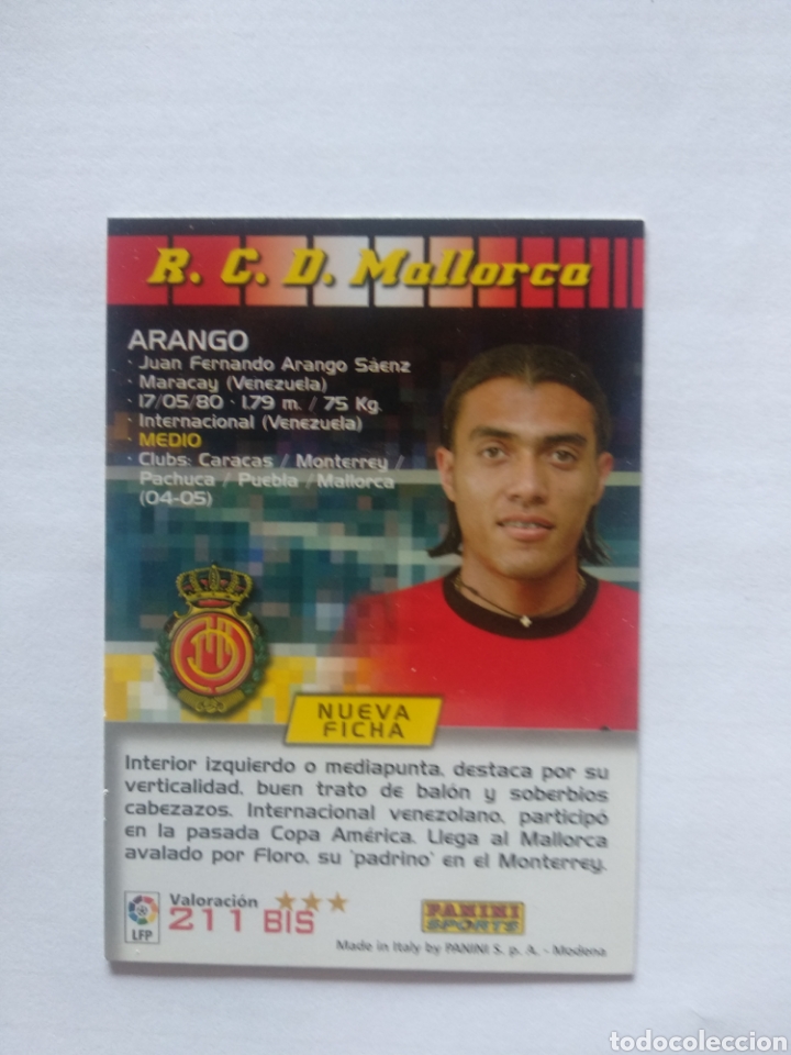 Cromos de f&uacute;tbol: MEGACRACKS 04-05 N 211 BIS ARANGO - Foto 1