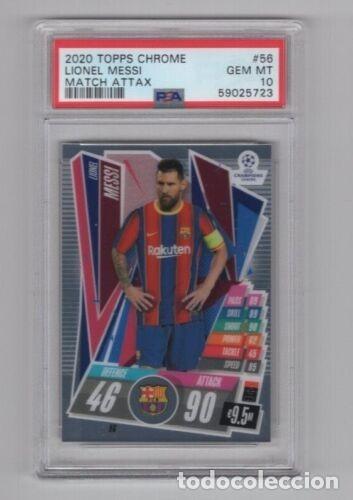 Cromos de f&uacute;tbol: 2020 Topps Chrome Match Attax Lionel Messi FC Barcelona #56 PSA10