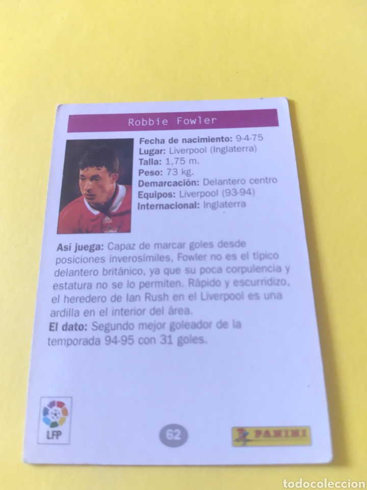 Cromos de f&uacute;tbol: Fowler Estrellas Europeas de 1996 Panini - Foto 4
