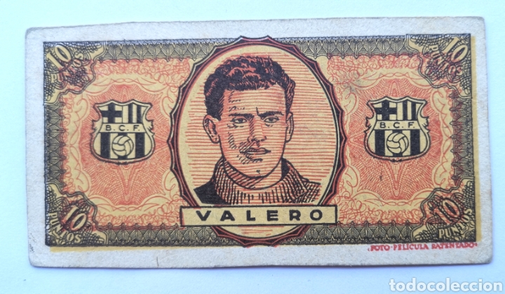 Fu&szlig;ball-Sticker: Cromo Billete Valero - F&uacute;tbol Club Barcelona - Vale por 10 Puntos Jugador - A&ntilde;os 40